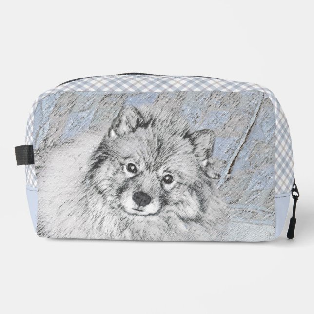 Keeshond Painting Kees Cute Original Pet Dog Art Dopp Kit (Front)