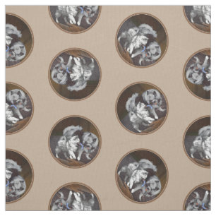 Keeshond Painting Playtime Cute Original Dog Art Fabric