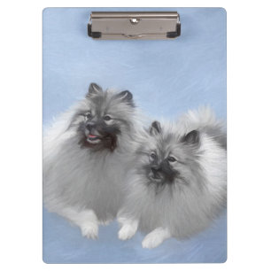 Keeshond Pair of Kees Painting Original Animal Art Clipboard