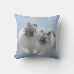 Keeshond Pair of Kees Painting Original Animal Art Cushion