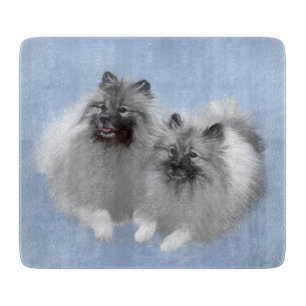 Keeshond Pair of Kees Painting Original Animal Art Cutting Board