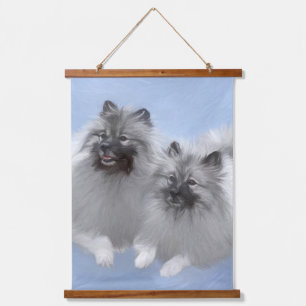 Keeshond Pair of Kees Painting Original Animal Art Hanging Tapestry