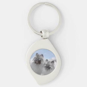 Keeshond Pair of Kees Painting Original Animal Art Key Ring