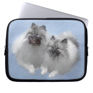 Keeshond Pair of Kees Painting Original Animal Art Laptop Sleeve