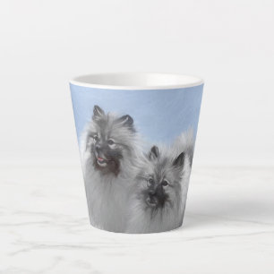 Keeshond Pair of Kees Painting Original Animal Art Latte Mug