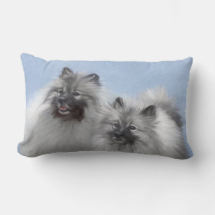 Keeshond Pair of Kees Painting Original Animal Art Lumbar Cushion