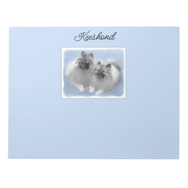 Keeshond Pair of Kees Painting Original Animal Art Notepad (Front)