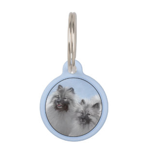 Keeshond Pair of Kees Painting Original Animal Art Pet Tag