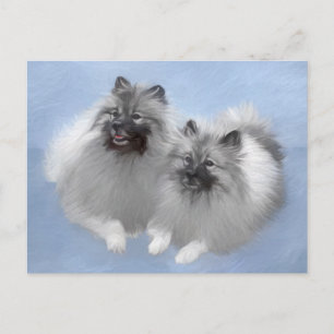 Keeshond Pair of Kees Painting Original Animal Art Postcard