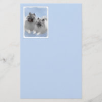 Keeshond Pair of Kees Painting Original Animal Art