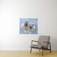 Keeshond Pair of Kees Painting Original Animal Art