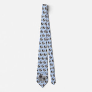 Keeshond Pair of Kees Painting Original Animal Art Tie