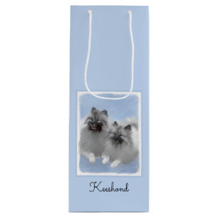 Keeshond Pair of Kees Painting Original Animal Art Wine Gift Bag
