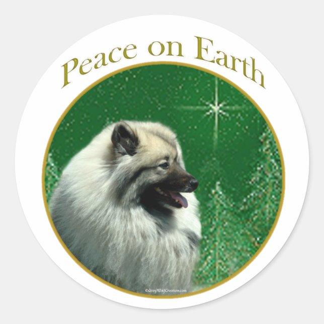 Keeshond Peace Classic Round Sticker (Front)