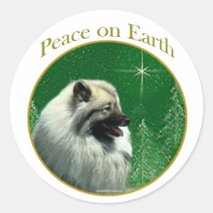 Keeshond Peace Classic Round Sticker