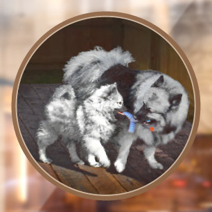 Keeshond Playtime Painting - Cute Original Dog Art