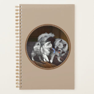 Keeshond Playtime Painting - Cute Original Dog Art Planner