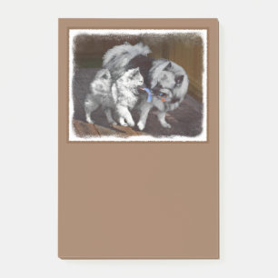 Keeshond Playtime Painting - Cute Original Dog Art Post-it Notes