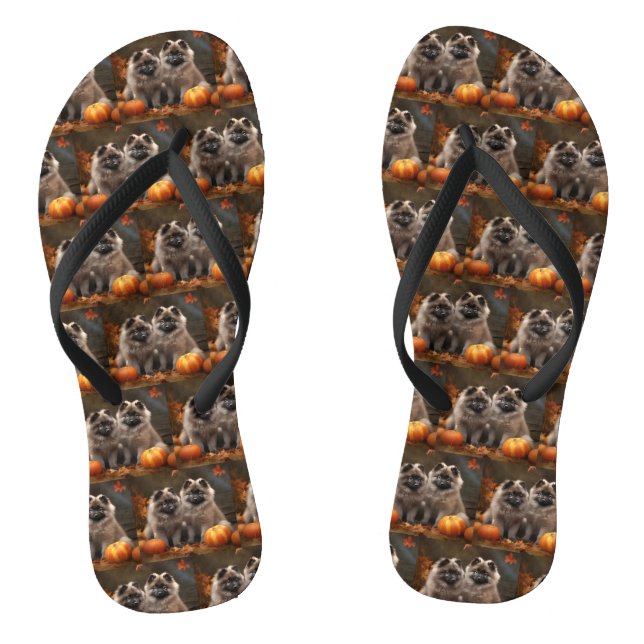 Keeshond Puppy Autumn Delight Pumpkin Jandals (Footbed)