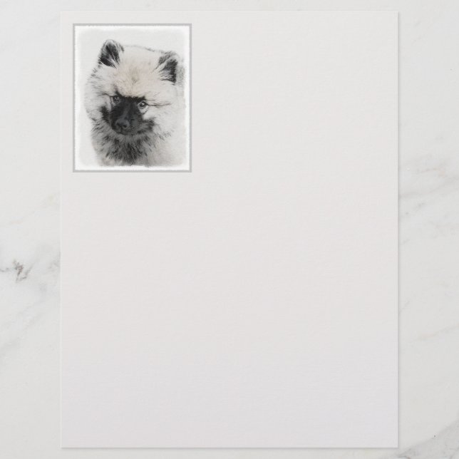 Keeshond Puppy Drawing - Cute Original Dog Art (Front)
