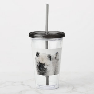 Keeshond Puppy Drawing - Cute Original Dog Art Acrylic Tumbler