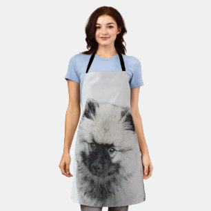 Keeshond Puppy Drawing - Cute Original Dog Art Apron