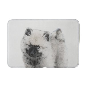 Keeshond Puppy Drawing - Cute Original Dog Art Bath Mat