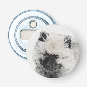 Keeshond Puppy Drawing - Cute Original Dog Art Bottle Opener