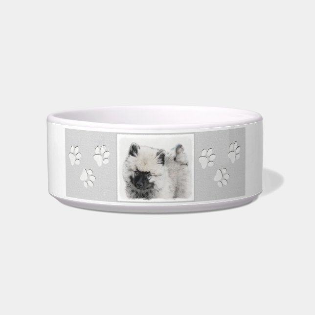 Keeshond Puppy Drawing - Cute Original Dog Art Bowl (Right)