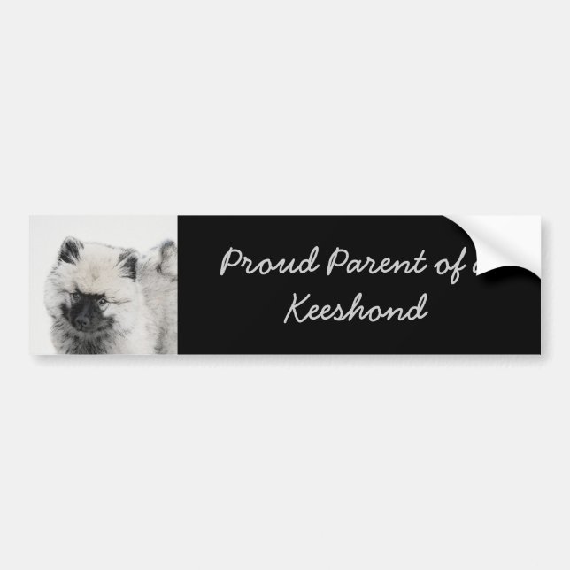 Keeshond Puppy Drawing - Cute Original Dog Art Bumper Sticker (Front)