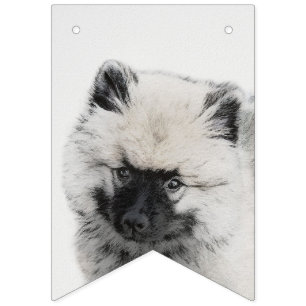 Keeshond Puppy Drawing - Cute Original Dog Art Bunting