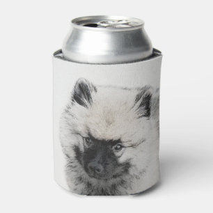 Keeshond Puppy Drawing - Cute Original Dog Art Can Cooler