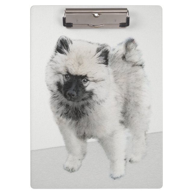 Keeshond Puppy Drawing - Cute Original Dog Art Clipboard (Front)