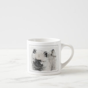 Keeshond Puppy Drawing - Cute Original Dog Art Espresso Cup