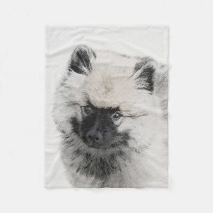 Keeshond Puppy Drawing - Cute Original Dog Art Fleece Blanket