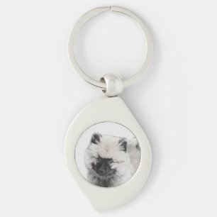 Keeshond Puppy Drawing - Cute Original Dog Art Key Ring
