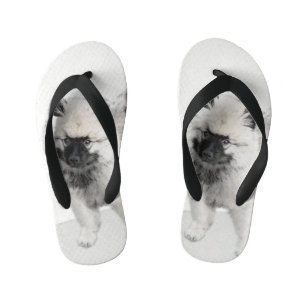 Keeshond Puppy Drawing - Cute Original Dog Art Kid's Jandals
