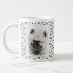 Keeshond Puppy Drawing - Cute Original Dog Art Large Coffee Mug