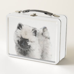 Keeshond Puppy Drawing - Cute Original Dog Art Metal Lunch Box