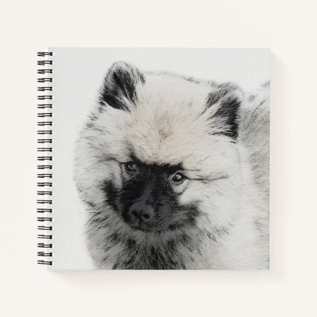 Keeshond Puppy Drawing - Cute Original Dog Art Notebook (Front)