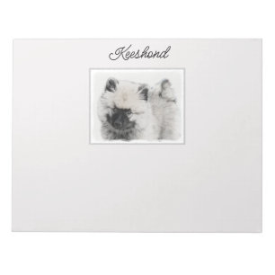 Keeshond Puppy Drawing - Cute Original Dog Art Notepad