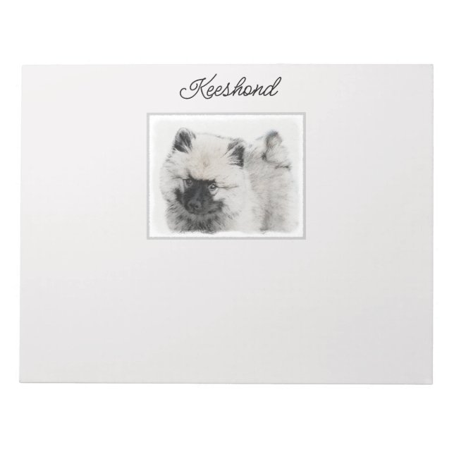 Keeshond Puppy Drawing - Cute Original Dog Art Notepad (Front)