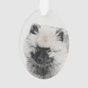 Keeshond Puppy Drawing - Cute Original Dog Art Ornament