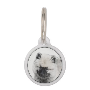 Keeshond Puppy Drawing - Cute Original Dog Art Pet Tag