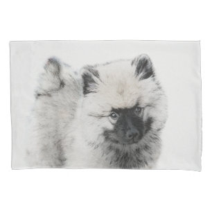 Keeshond Puppy Drawing - Cute Original Dog Art Pillowcase