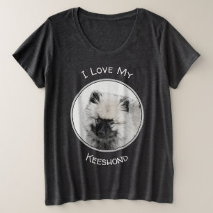 Keeshond Puppy Drawing - Cute Original Dog Art Plus Size T-Shirt