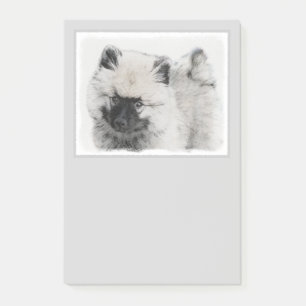 Keeshond Puppy Drawing - Cute Original Dog Art Post-it Notes