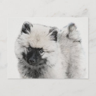 Keeshond Puppy Drawing - Cute Original Dog Art Postcard
