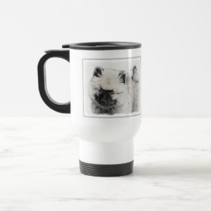 Keeshond Puppy Drawing - Cute Original Dog Art Travel Mug