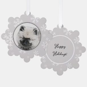 Keeshond Puppy Drawing - Cute Original Dog Art Tree Decoration Card